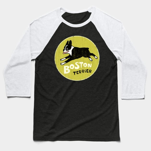 Vintage Style Boston Terrier Baseball T-Shirt by Coffee Squirrel